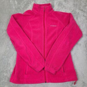 Columbia Girls Warm Fleece LS Full Zip Solid‎ Pink Sweater Jacket Youth Medium